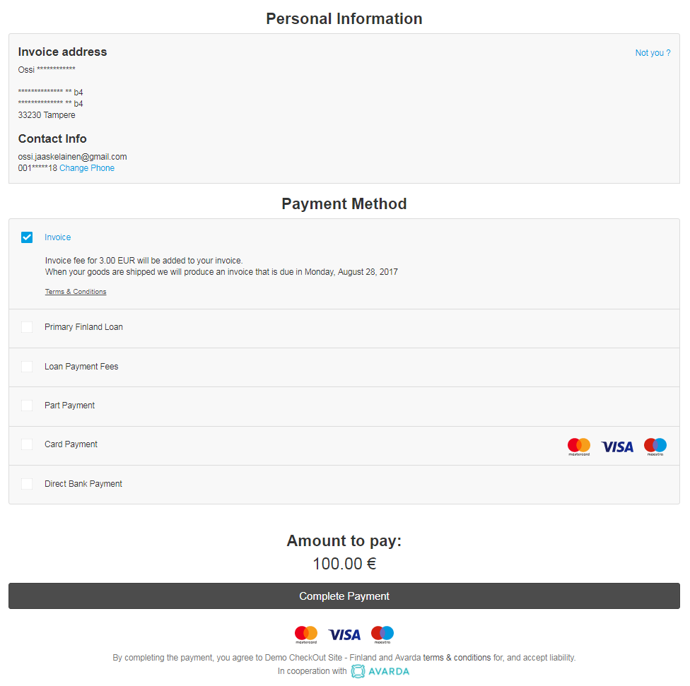 Result of loading a customer using CustomerToken